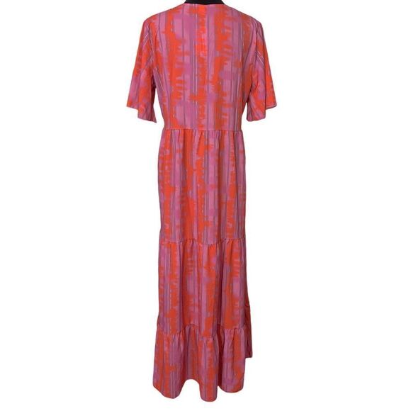 Coacia Watercolor-Print Tiered Maxi Pink Dress Size M NWT - Picture 2 of 7